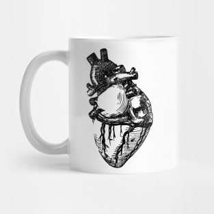 anatomical heart black outline sketch illustration Mug